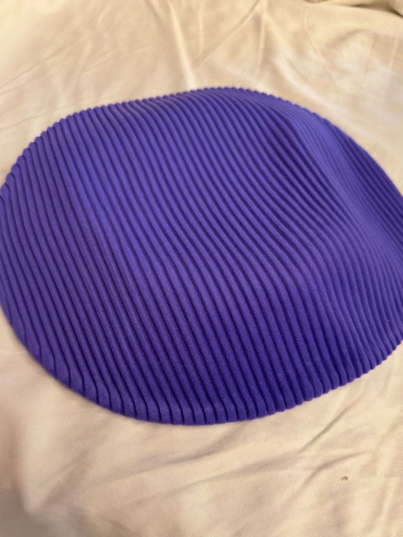 紫色リブデザインベレー帽
