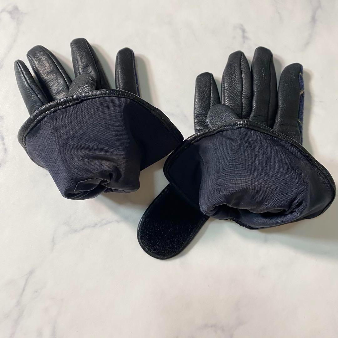 【美品】ヴィヴィアンウエストウッド　手袋　オーブ　チェック柄　レザー　ウール　青