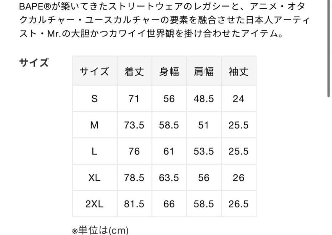 2XL【 BAPE X MR. 】COLLEGE RELAXED FIT TEE