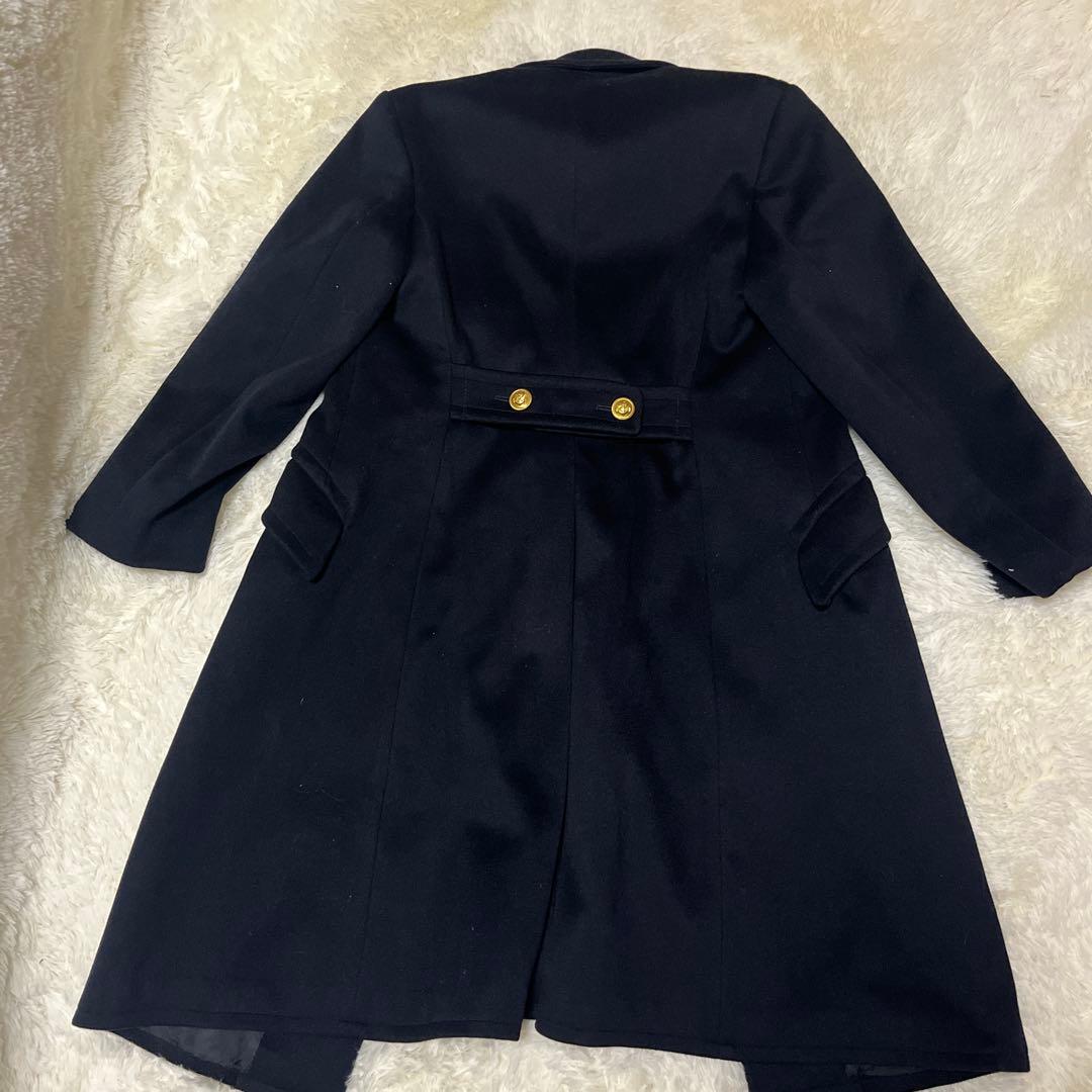 【ドイツ軍実物】メルトンウール ロングコート ピーコート 金ボタン ネイビー L