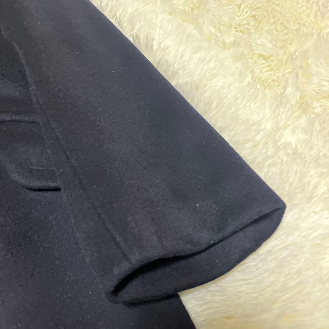 【ドイツ軍実物】メルトンウール ロングコート ピーコート 金ボタン ネイビー L