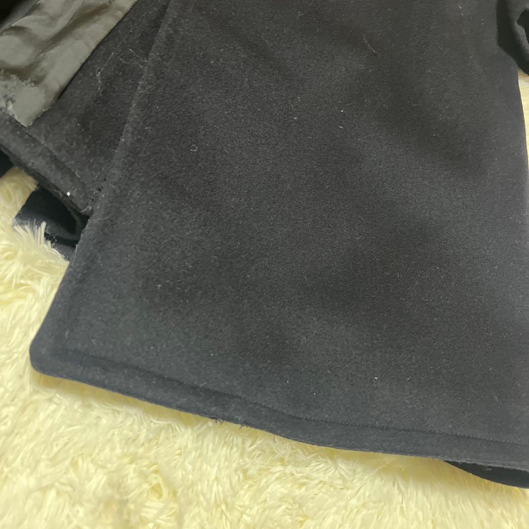 【ドイツ軍実物】メルトンウール ロングコート ピーコート 金ボタン ネイビー L