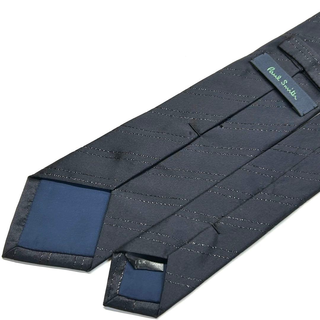 【未使用に近い✨】ポールスミス ネクタイ ブラック ラメ ストライプ ナロータイ