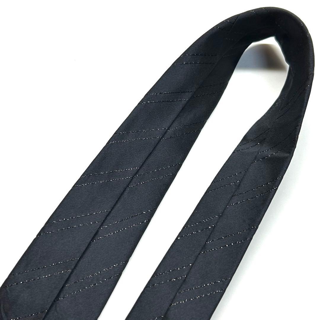 【未使用に近い✨】ポールスミス ネクタイ ブラック ラメ ストライプ ナロータイ