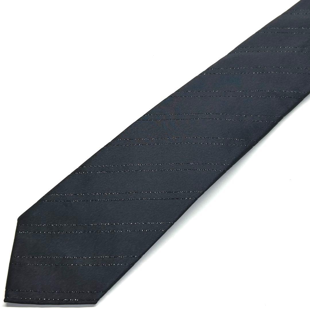 【未使用に近い✨】ポールスミス ネクタイ ブラック ラメ ストライプ ナロータイ