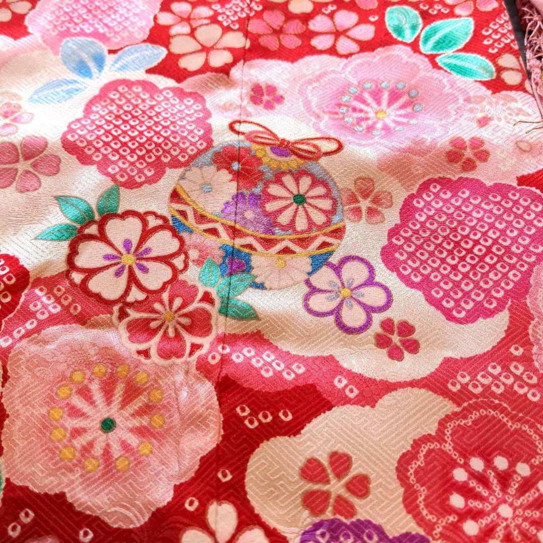 七五三　着物　7歳　正絹　フルセット　赤　絞り柄