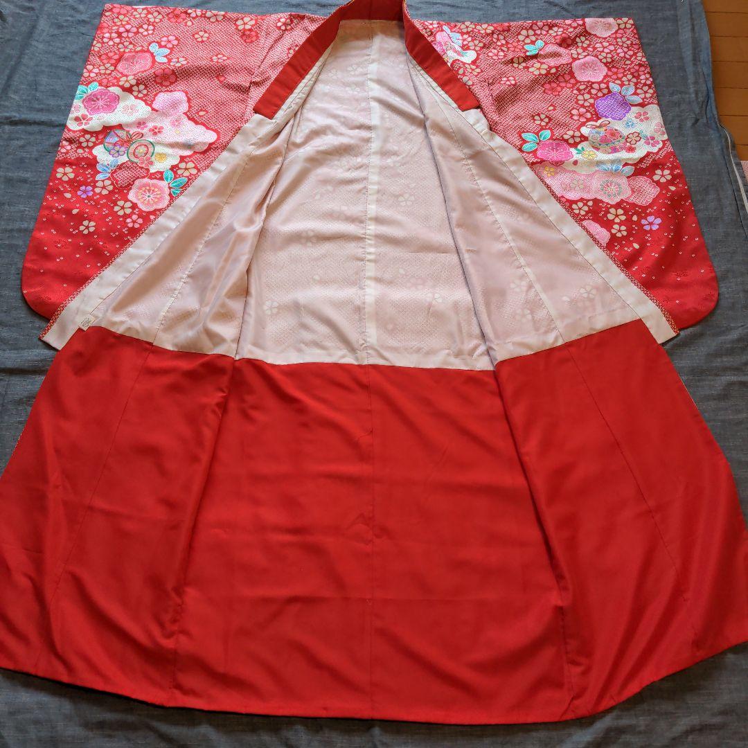 七五三　着物　7歳　正絹　フルセット　赤　絞り柄