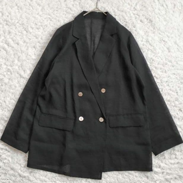 ラウンジドレス【洗える】リネンライクシアージャケット ブラック