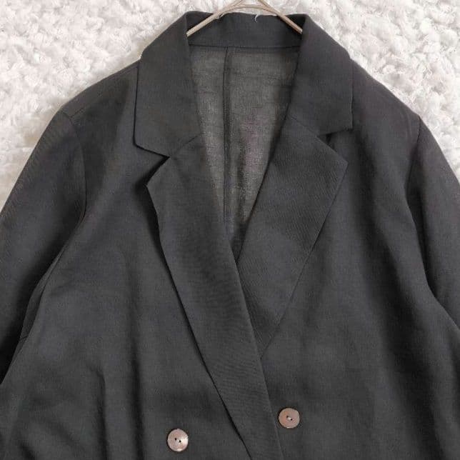 ラウンジドレス【洗える】リネンライクシアージャケット ブラック