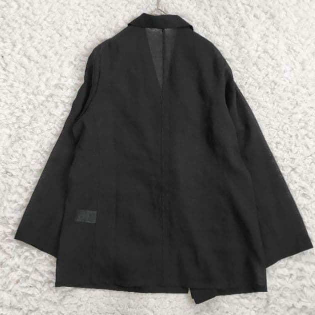 ラウンジドレス【洗える】リネンライクシアージャケット ブラック