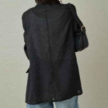 ラウンジドレス【洗える】リネンライクシアージャケット ブラック