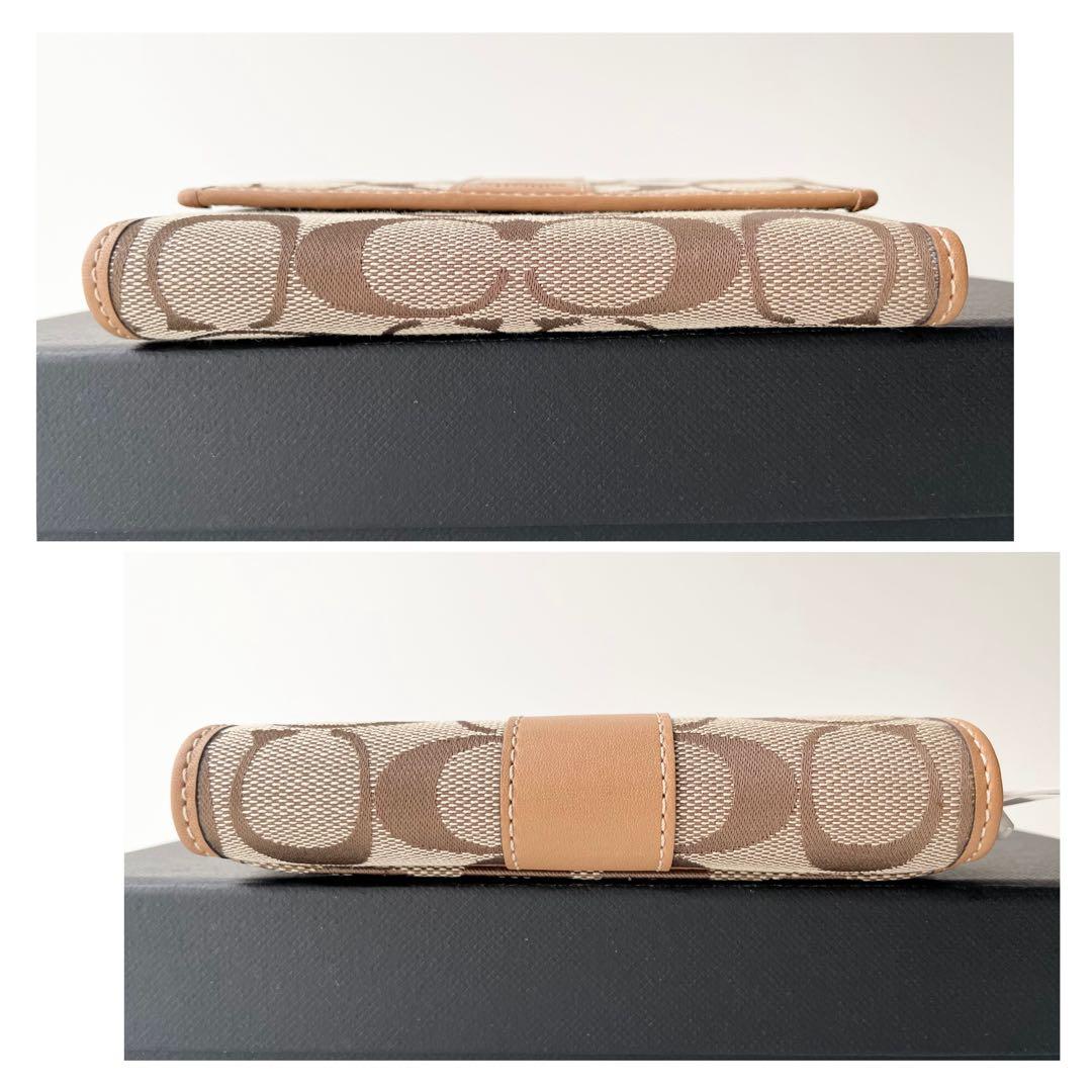 コーチ COACH 折り財布 ハンプトンズ シグネチャー レザー キャメル 新品