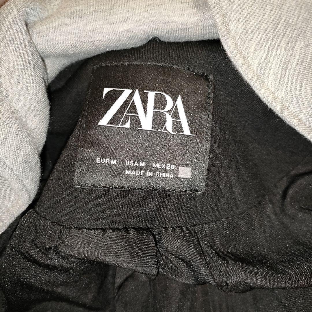 美品　ZARA デタッチャブルフード コントラストコート M ロング フード付