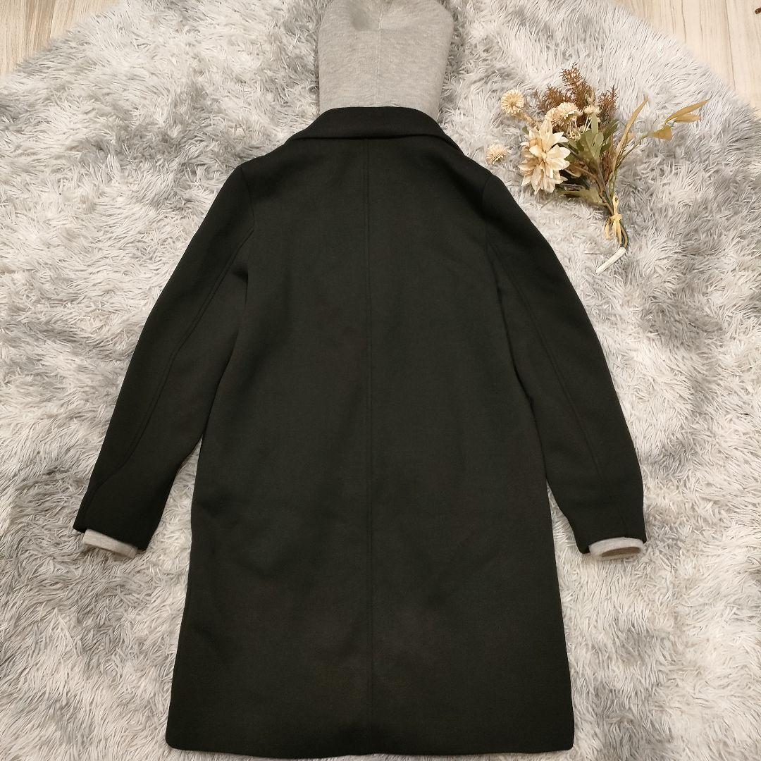 美品　ZARA デタッチャブルフード コントラストコート M ロング フード付