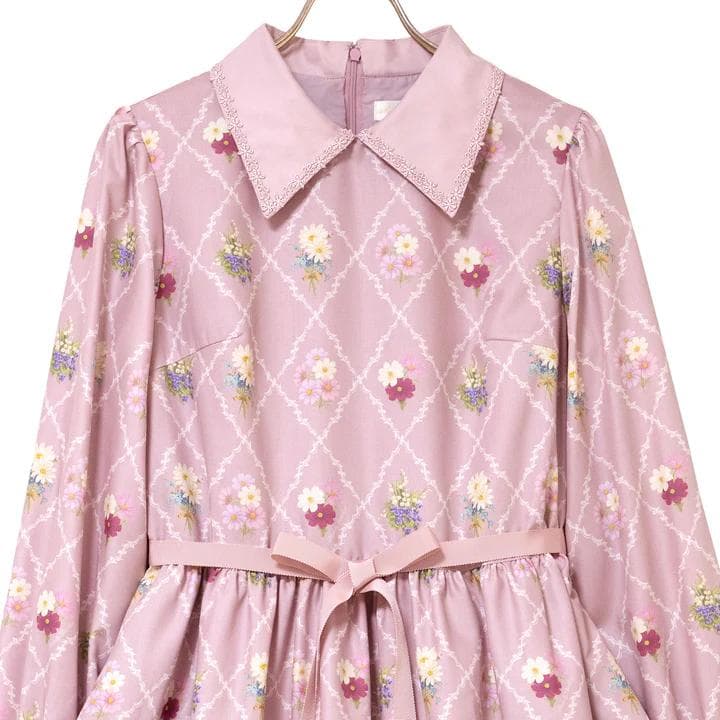 Antique bouquetシャツカラーワンピース　Melody BasKet