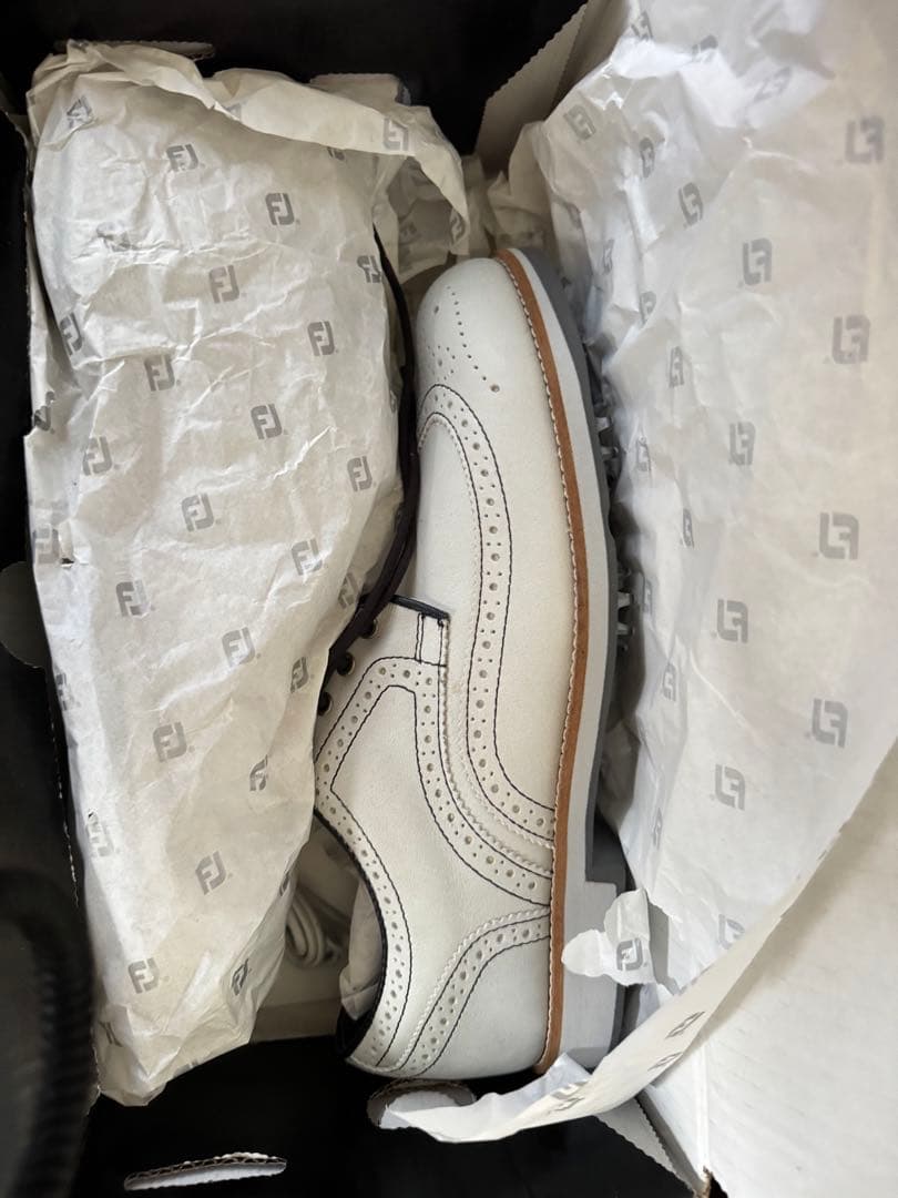 FootJoy ホワイト 26.5センチ ゴルフシューズ　レザーウイングチップ