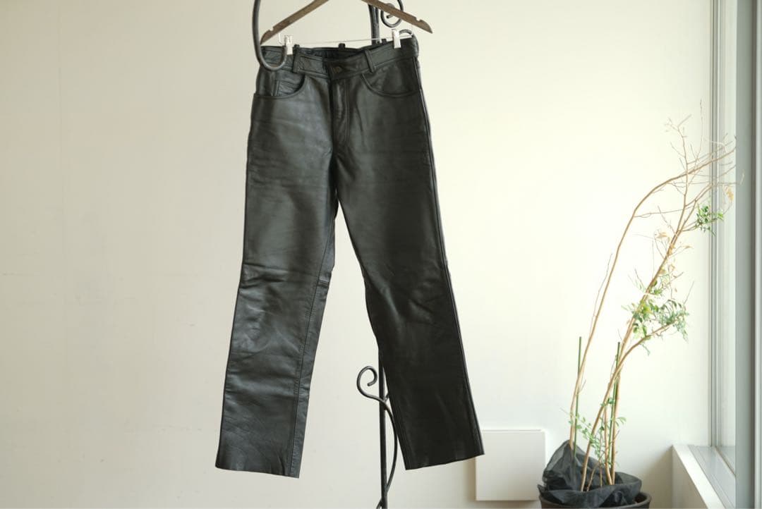 HARLEY DAVIDSON W34レザーパンツ メンズ 黒 本革 ライダース