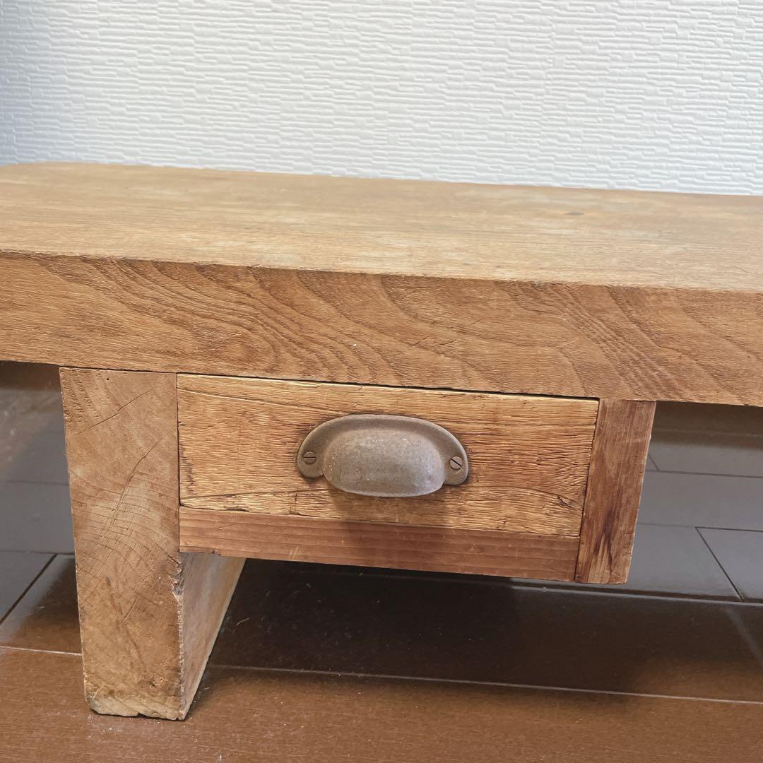 ✨裁ち台✨アンティーク　天板5cm 一枚板　引き出し付