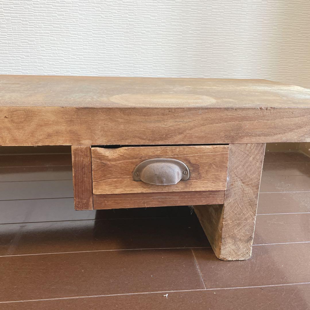 ✨裁ち台✨アンティーク　天板5cm 一枚板　引き出し付