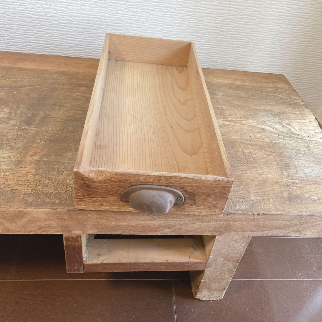 ✨裁ち台✨アンティーク　天板5cm 一枚板　引き出し付