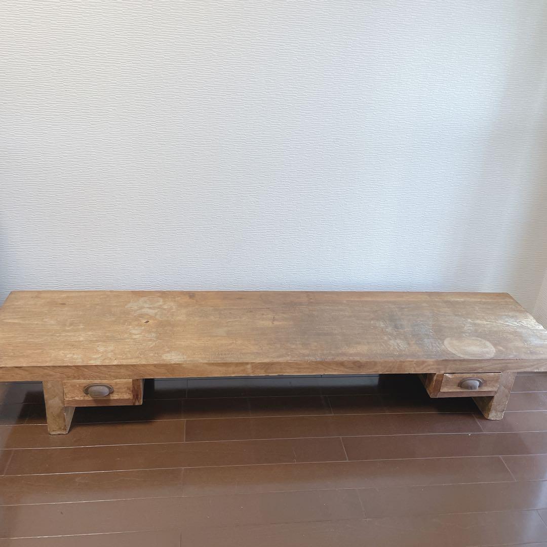 ✨裁ち台✨アンティーク　天板5cm 一枚板　引き出し付