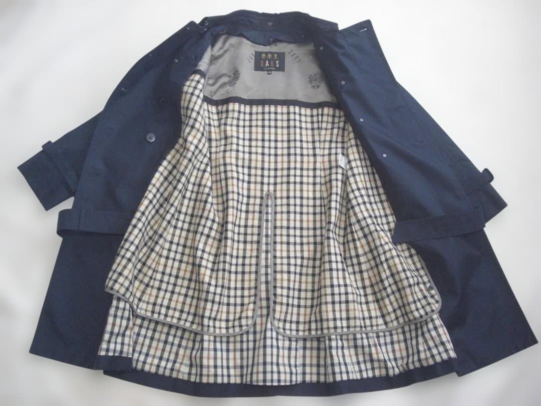 美品 DAKS トレンチコート ネイビー ダブルブレスト size40 L