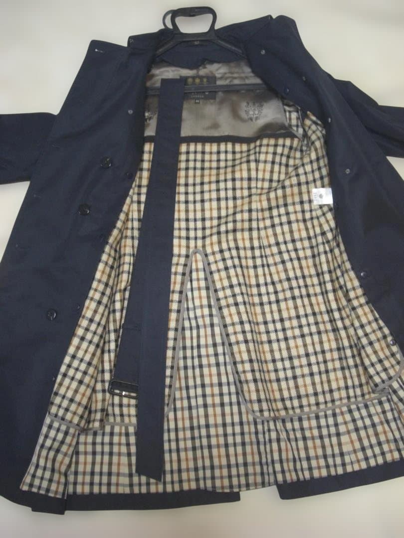 美品 DAKS トレンチコート ネイビー ダブルブレスト size40 L