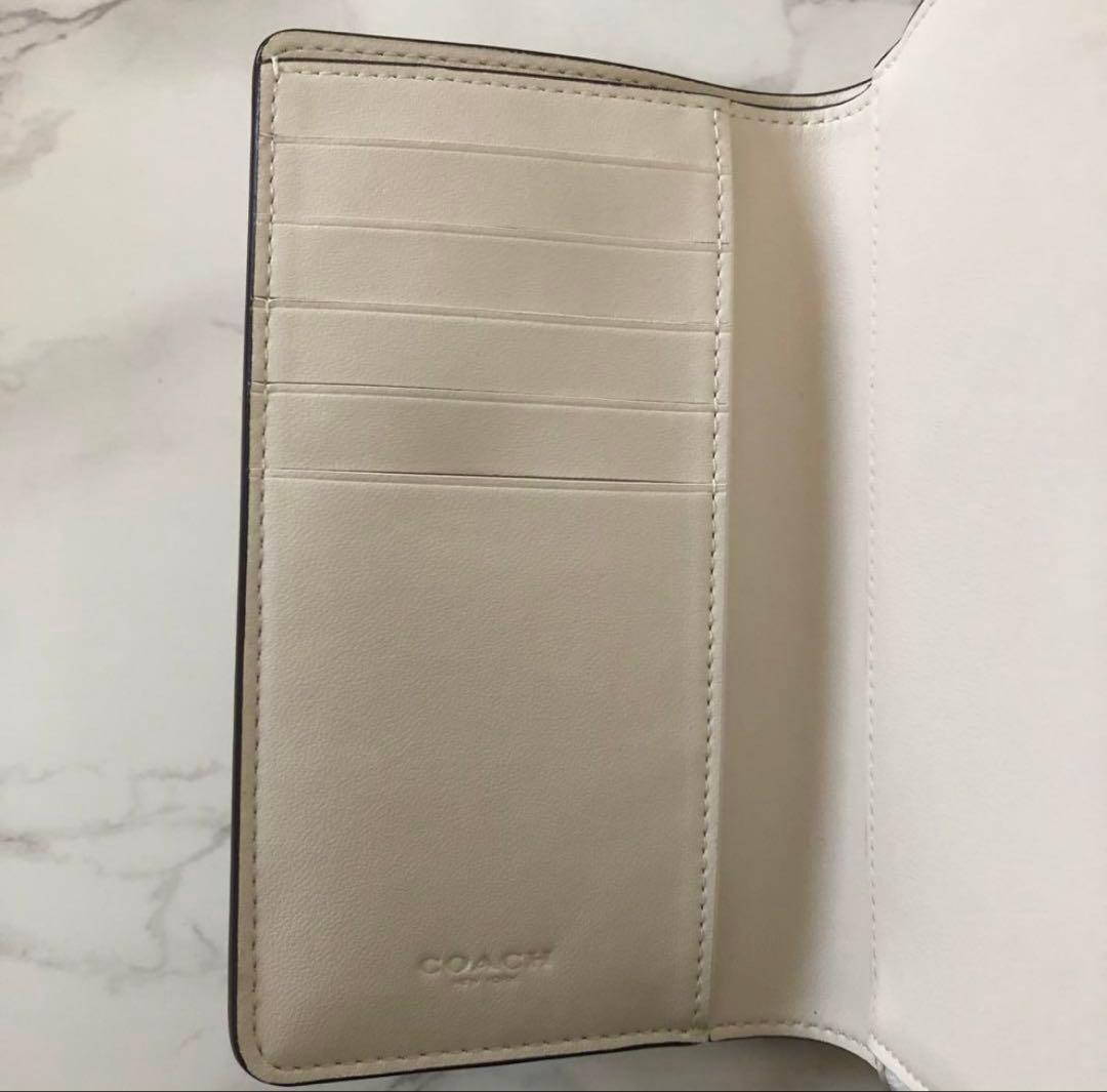 新品未使用 コーチ COACH 白 折り財布 ミディアム フラップ ウォレット