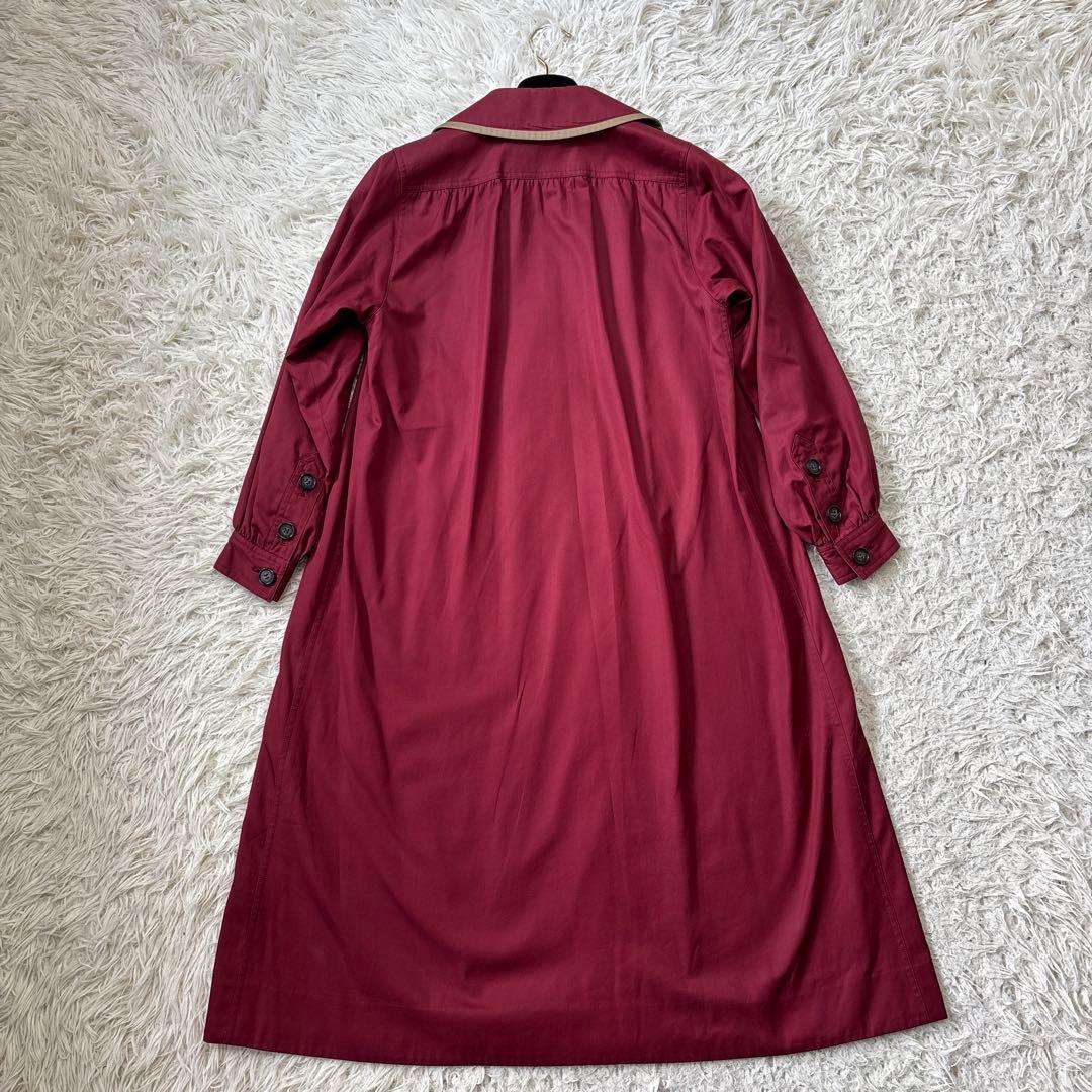 希少☆美品【イヴサンローラン】バイカラー　ワインレッド×ベージュ　ロングコート