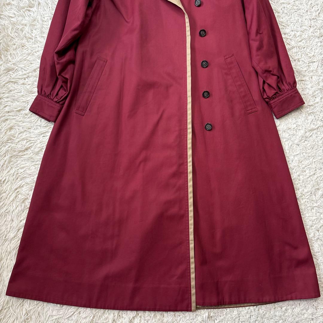 希少☆美品【イヴサンローラン】バイカラー　ワインレッド×ベージュ　ロングコート