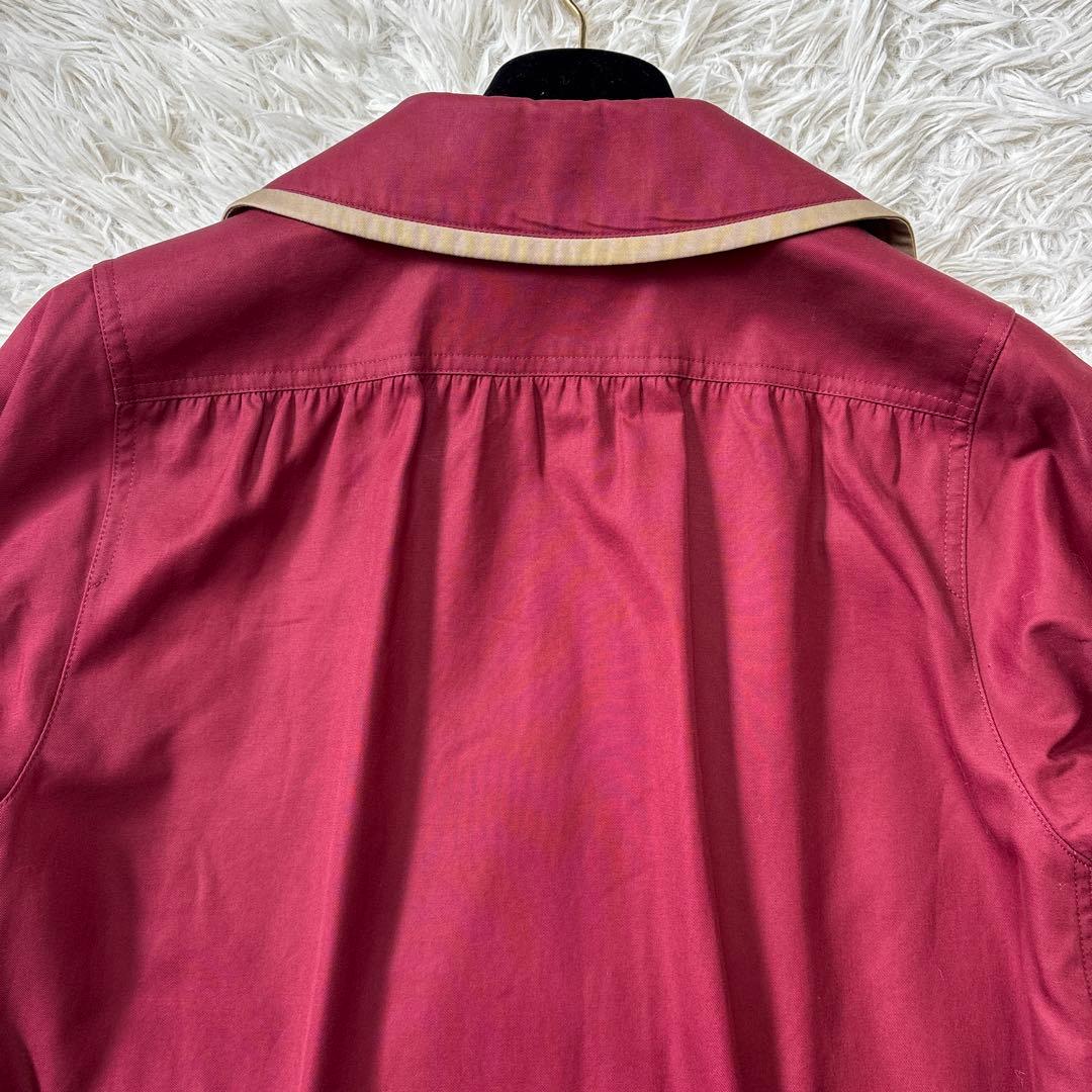 希少☆美品【イヴサンローラン】バイカラー　ワインレッド×ベージュ　ロングコート