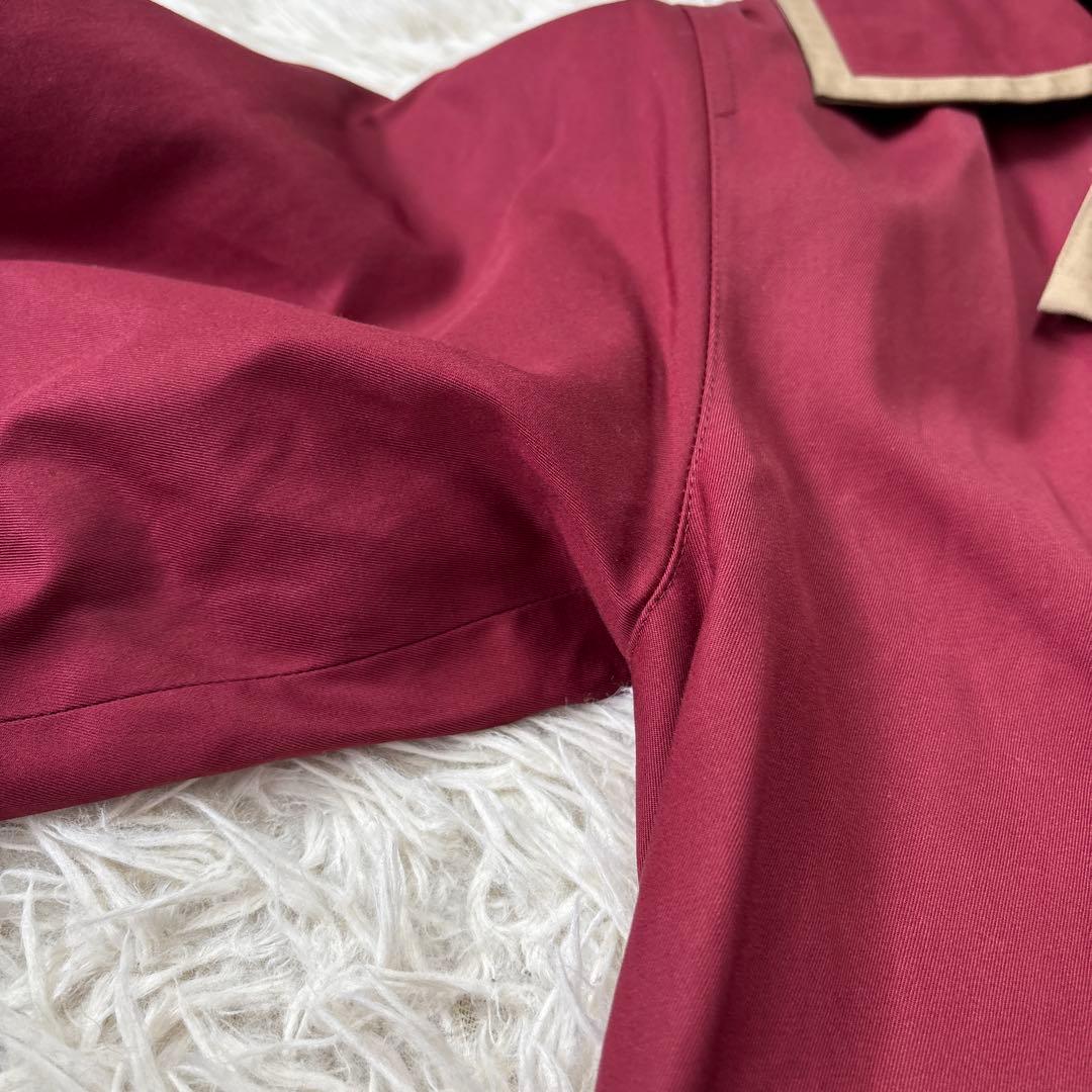 希少☆美品【イヴサンローラン】バイカラー　ワインレッド×ベージュ　ロングコート