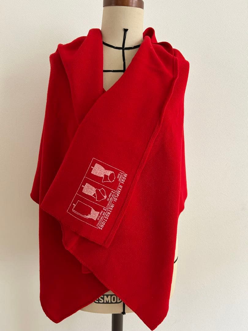 赤 ウールポリエステル ストール