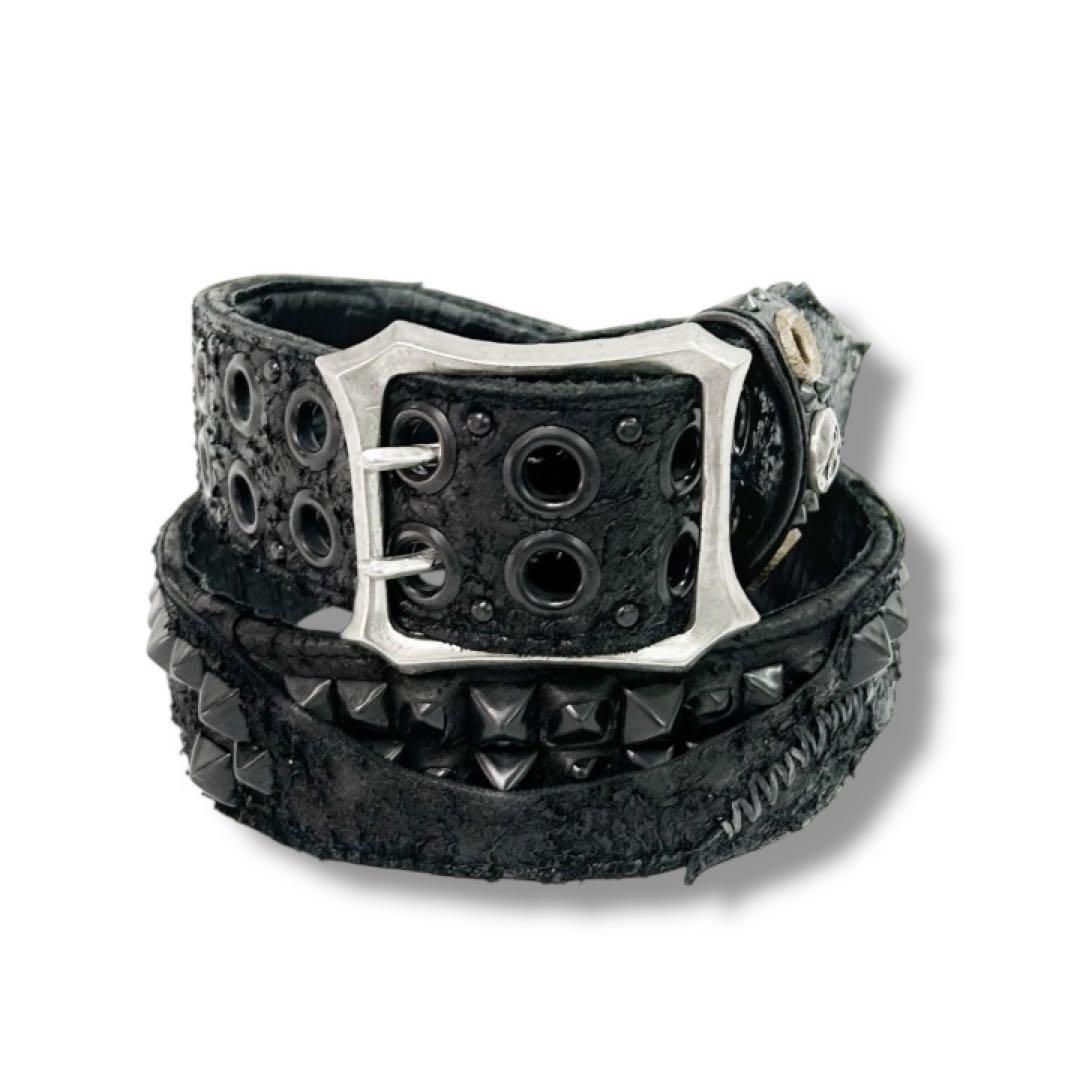 時計 Kmrii leather studs belt archive vkei