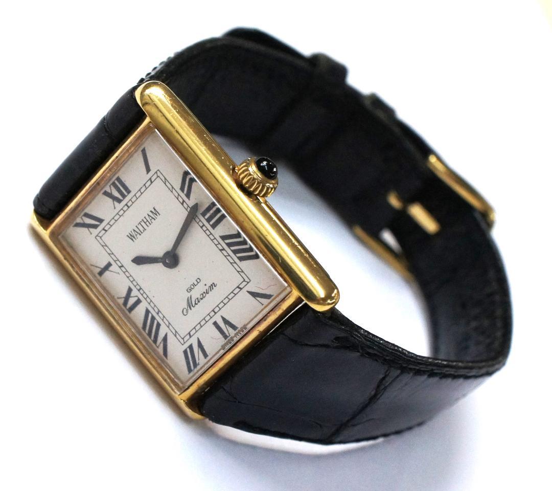 ウォルサム ゴールド マキシム 18K 手巻き 時計 クロコベルト【稼働品】