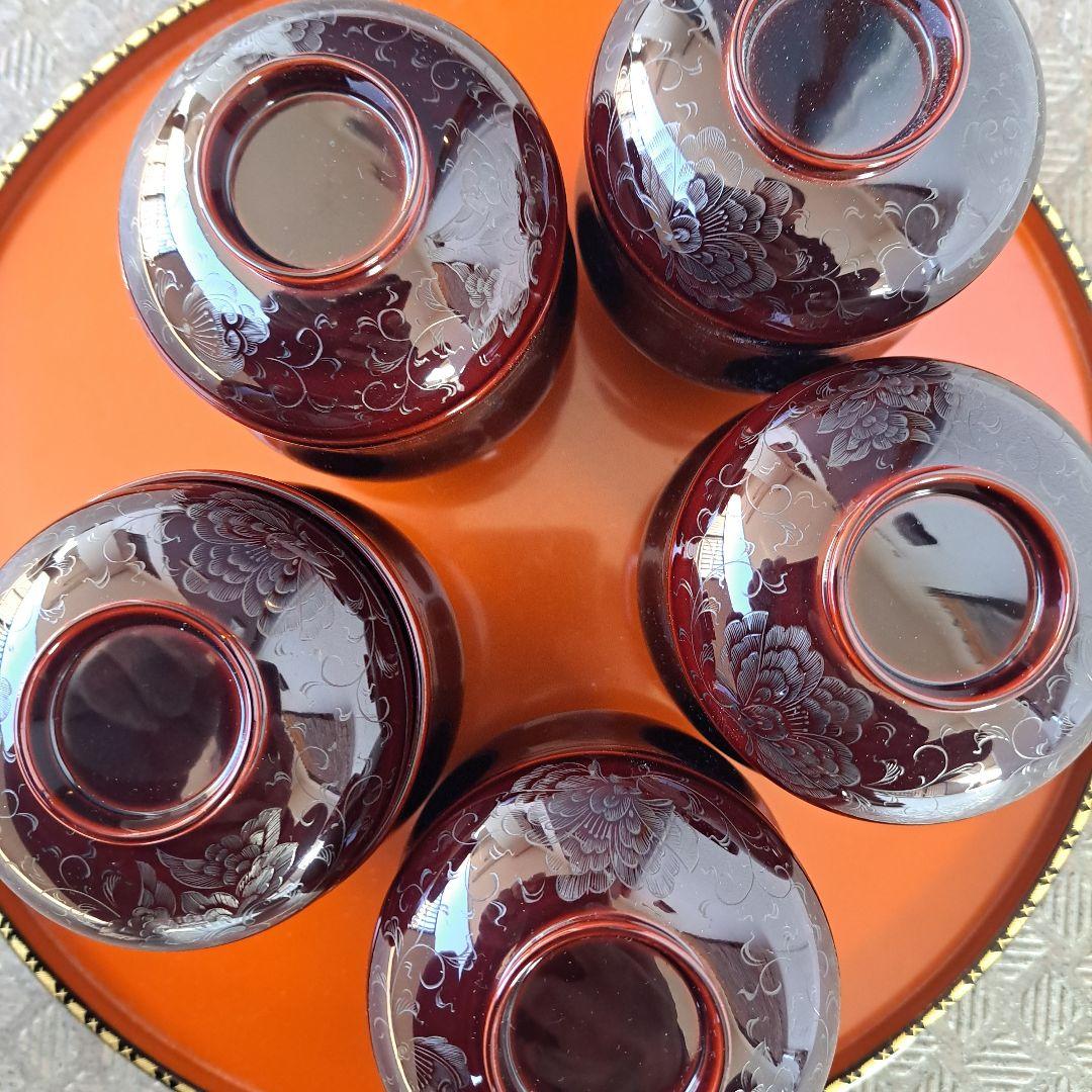 【輪島塗　五島屋謹製　小吸物椀×5客】布着本堅地　沈黒　西村国峰作　 共箱なし