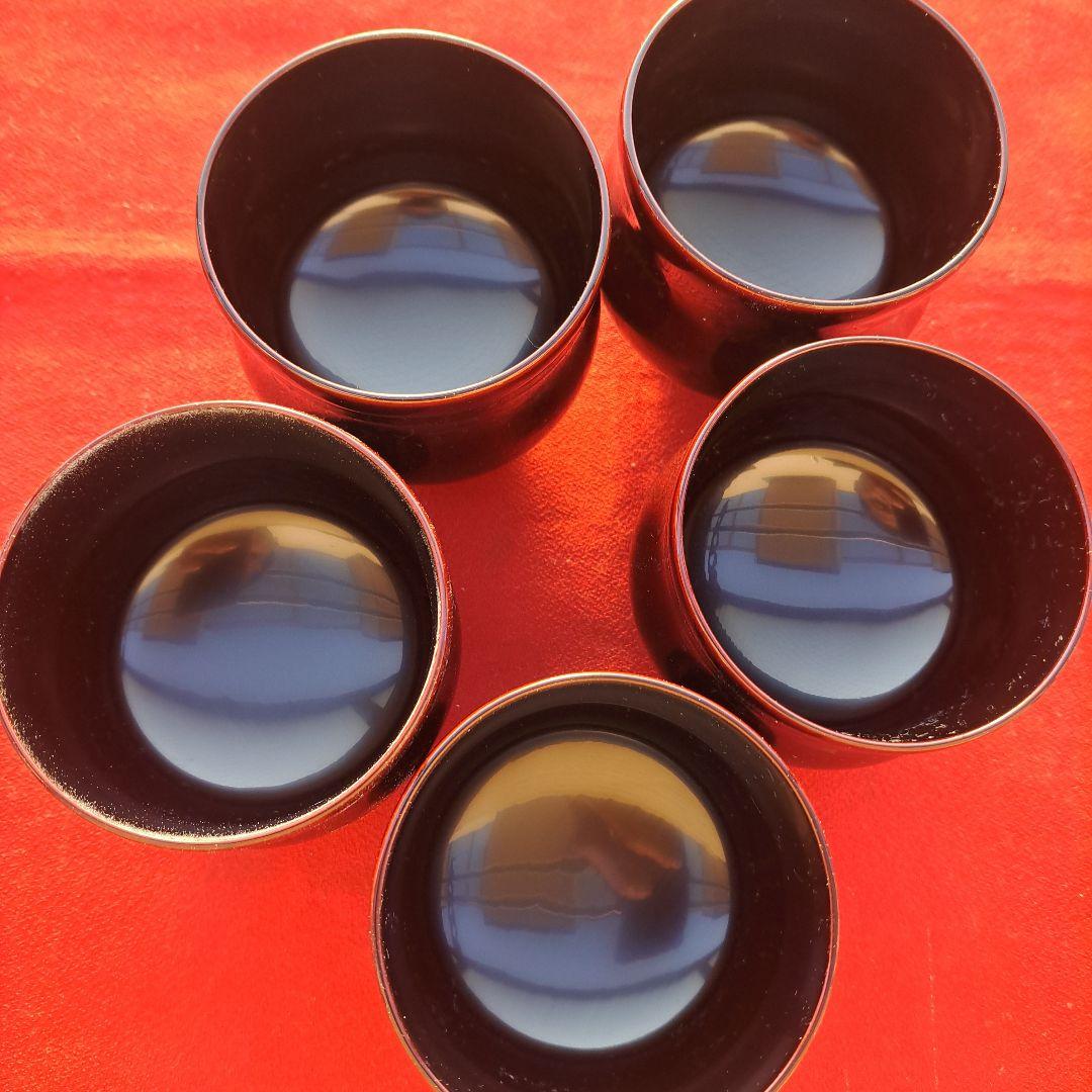 【輪島塗　五島屋謹製　小吸物椀×5客】布着本堅地　沈黒　西村国峰作　 共箱なし