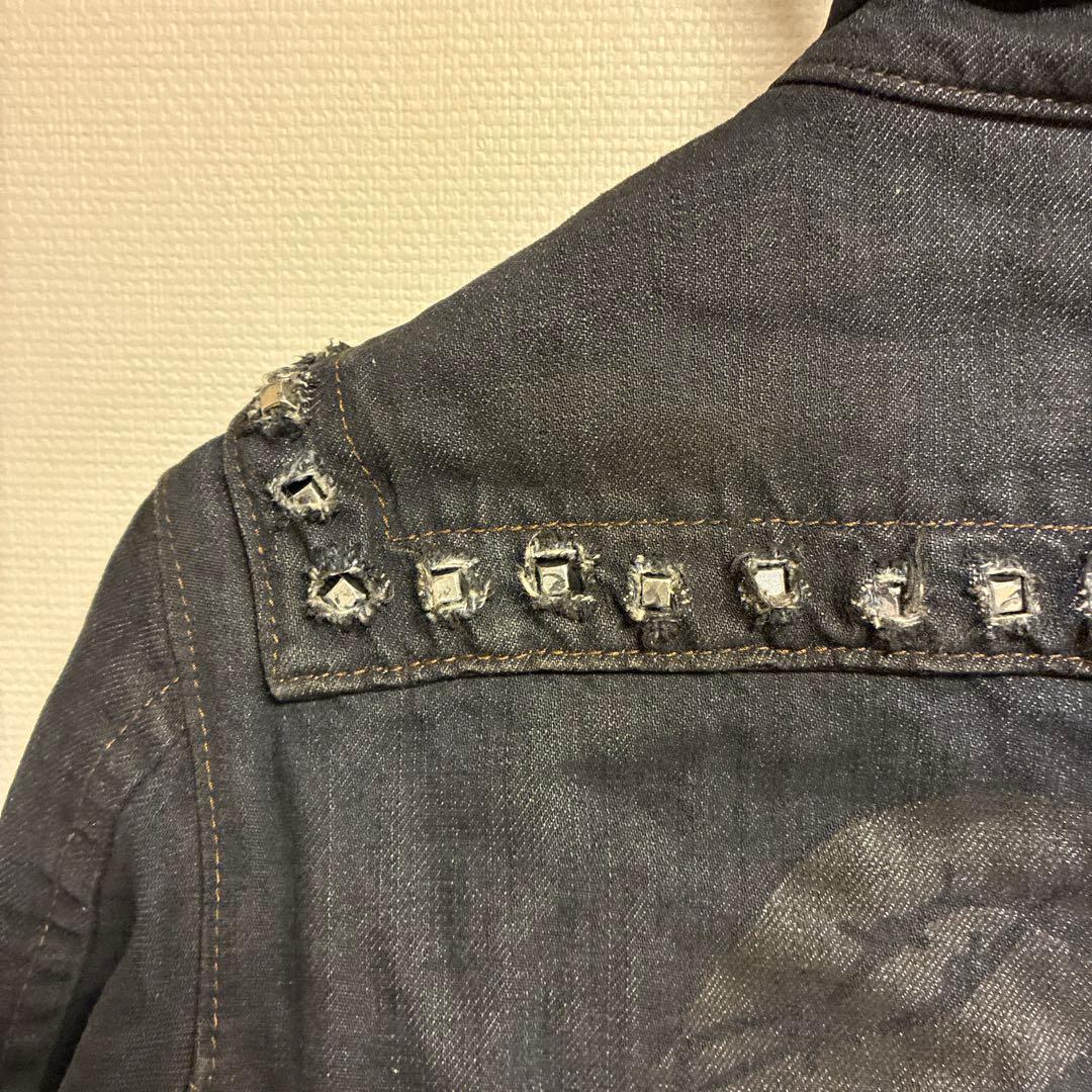DSQUARED2 スタッズ付きブラックデニムジャケット