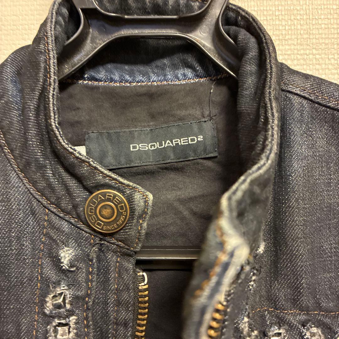 DSQUARED2 スタッズ付きブラックデニムジャケット