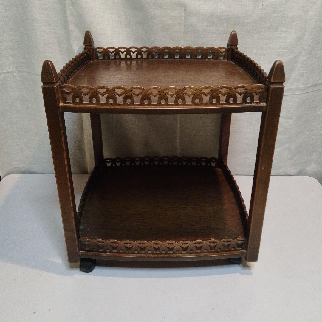 木製　移動式　多目的飾り棚　昭和中頃　民芸家具　横幅　奥行　大きめサイズ　花台