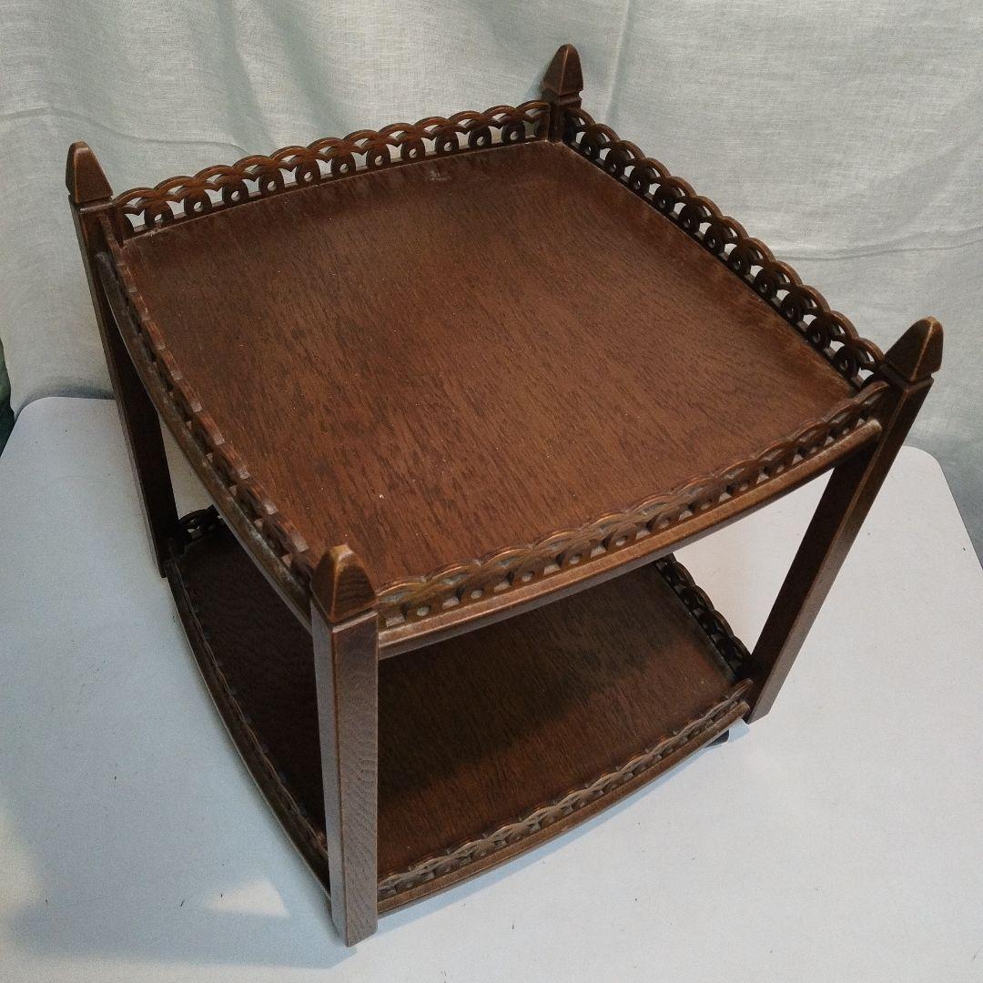 木製　移動式　多目的飾り棚　昭和中頃　民芸家具　横幅　奥行　大きめサイズ　花台