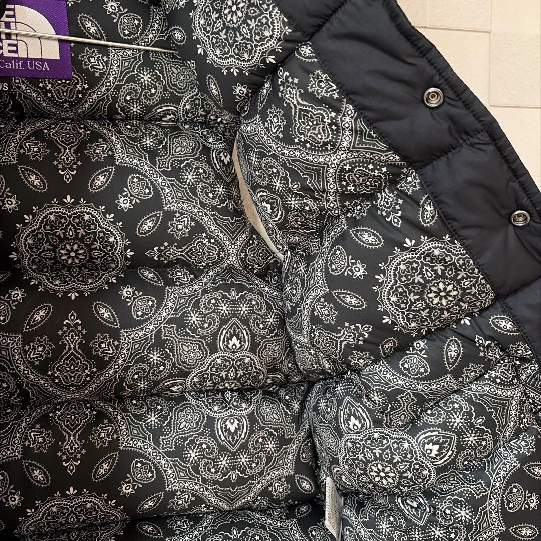 【希少　レア】ノースフェイス　S パープルレーベル　ダウンベスト　黒　ペイズリー