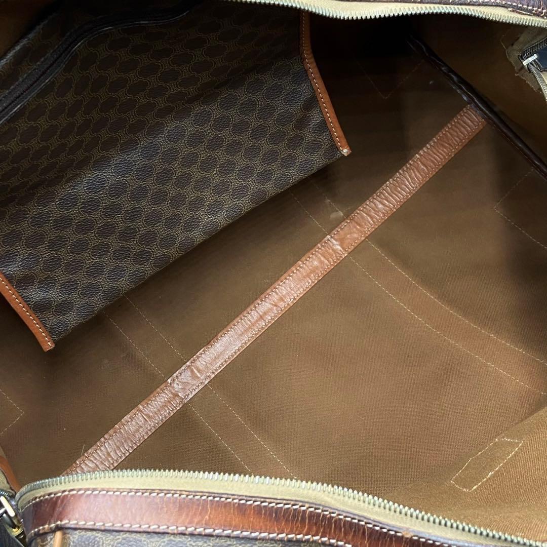 セリーヌ マカダム柄 大容量 ボストンバッグ ブラウン レザー PVC