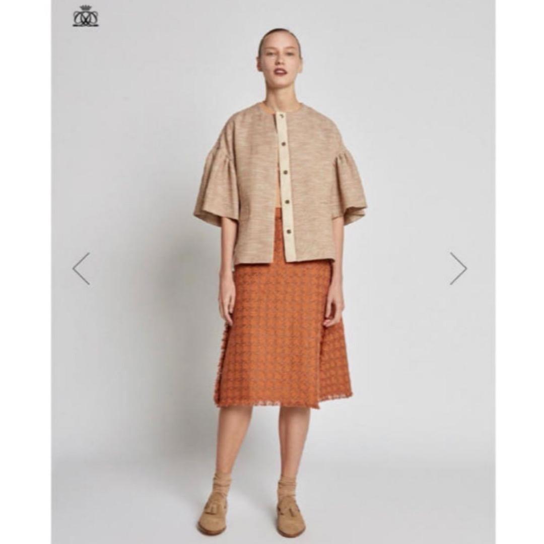 専用品 ドゥロワー フレアスリーブ ノーカラージャケット ツイード ウール