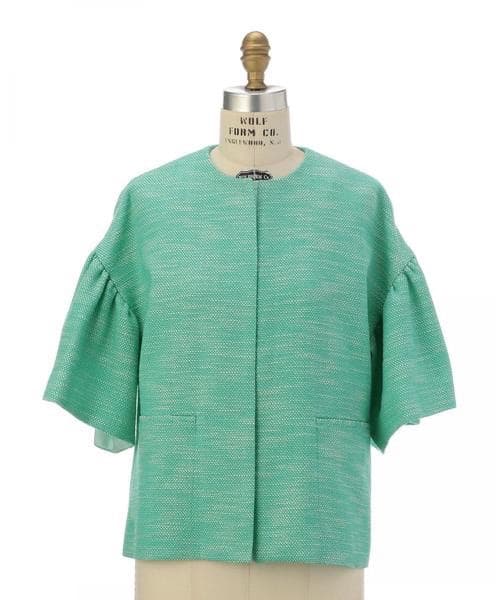 専用品 ドゥロワー フレアスリーブ ノーカラージャケット ツイード ウール