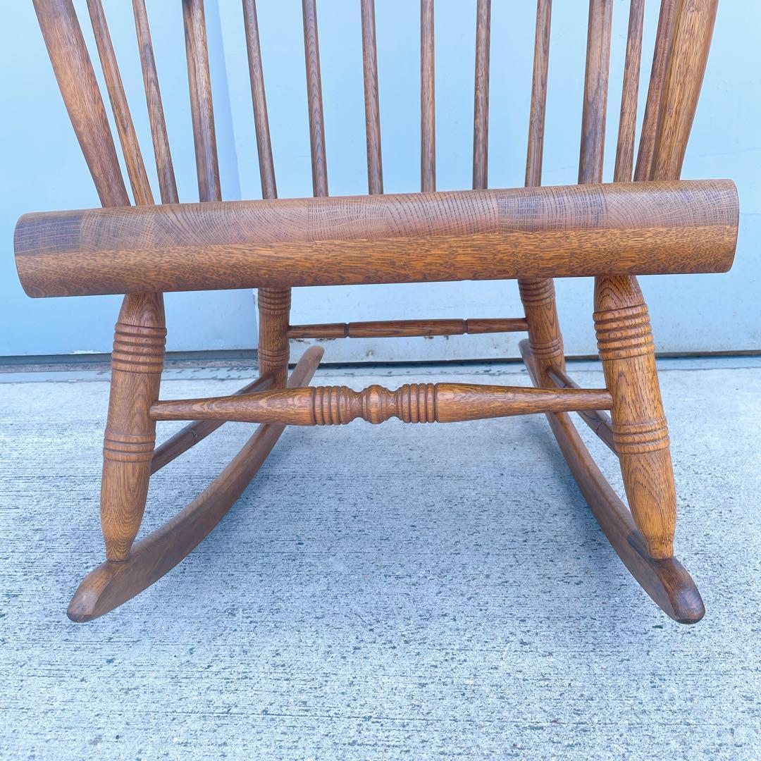 【美品送料込】飛騨産業 キツツキマーク アンティーク 木製ロッキングチェア①