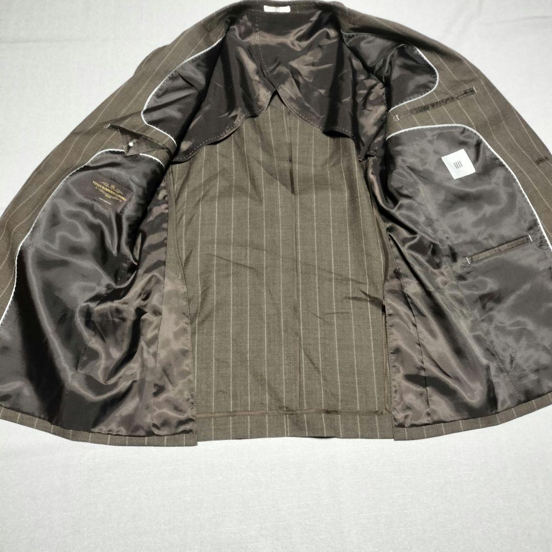 イタリア生地CANONICO スーツセレクト AB6 ブラウンストライプスーツ