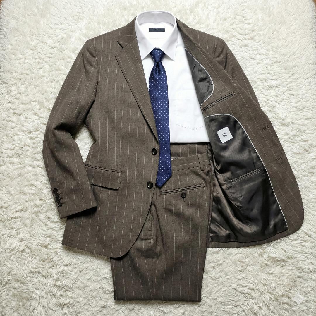 イタリア生地CANONICO スーツセレクト AB6 ブラウンストライプスーツ
