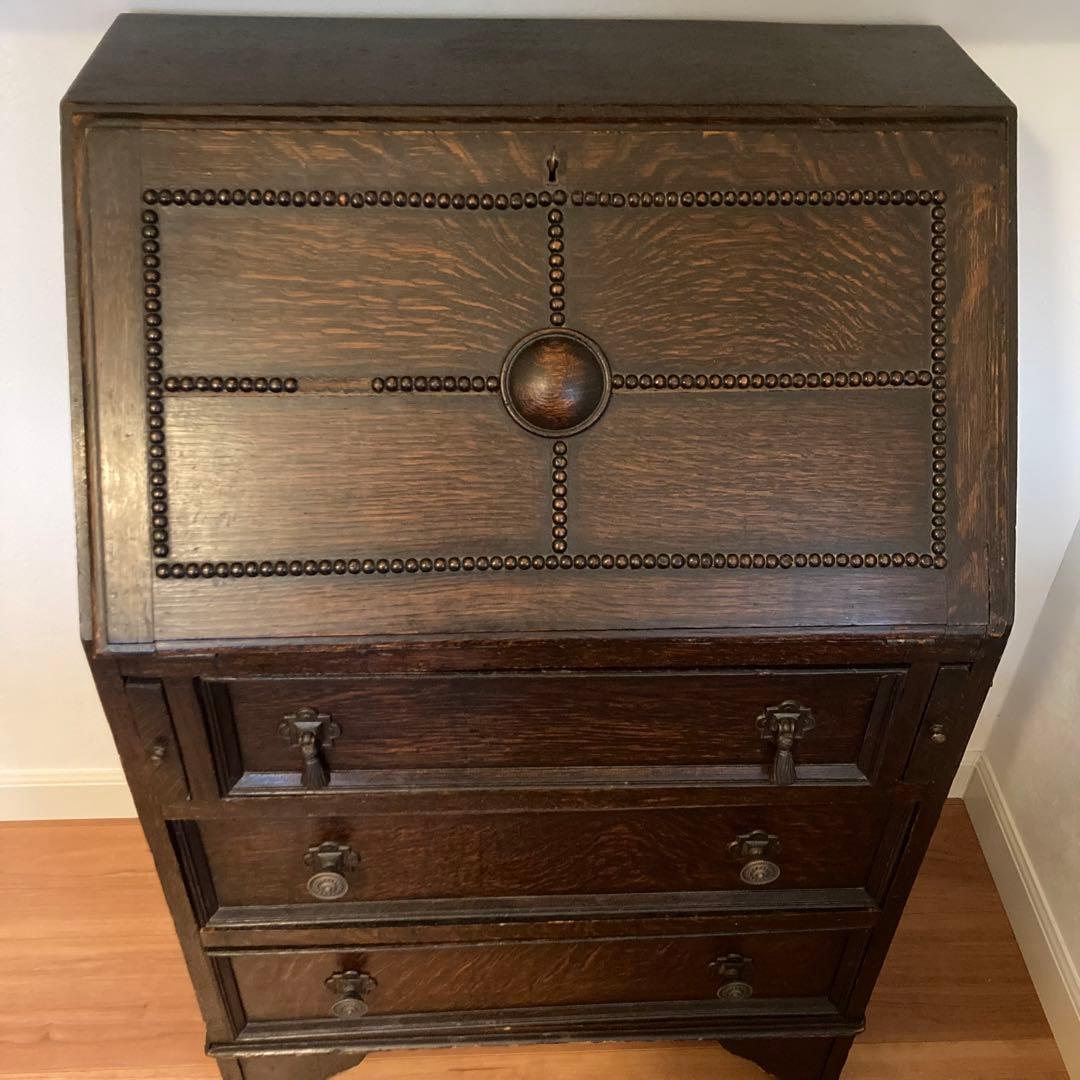 アンティーク　ライティングビューロー 3引き出し