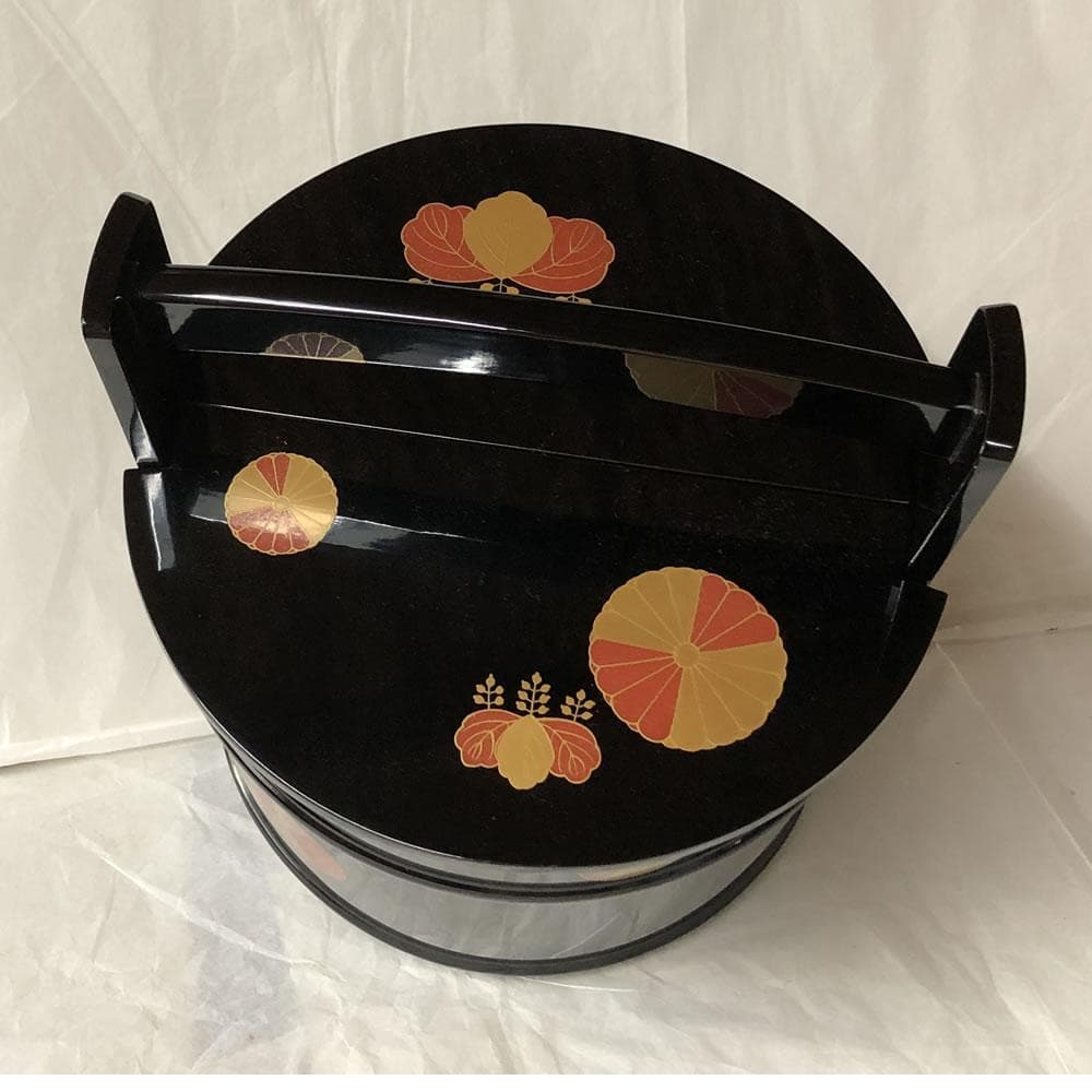 F1035 高台寺蒔絵 手桶水指 蒔絵師 春斎 共箱 木製 水指 茶道具